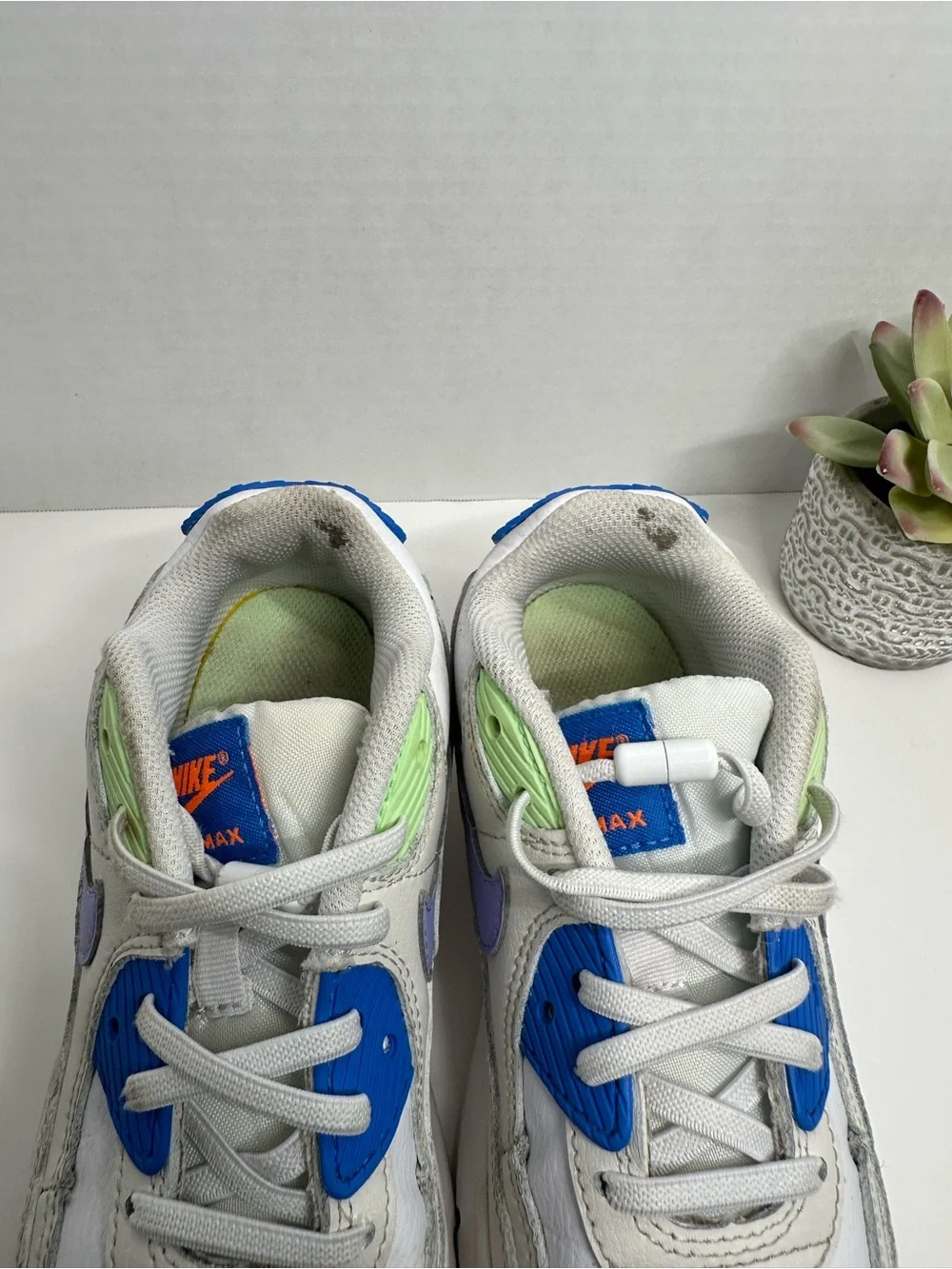 Nike Kids Air Max Sneakers - White with Blue, Green & Orange Accents